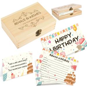 60pcs Birthday Wishes Cards, Guest Book Advice Cards Box for Party, Advice And Wishes for Games, for 16th, 18th, 30th, 40th, 50th, Any Age, Party Favors