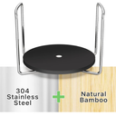 Plate Organizer for Kitchen Counter Bamboo Dish Rack for Cabinet Plate Holder for Kitchen Drawer StorageAdjustable for 6.75" to 12.5" Stainless Steel 304 Portable (Black)