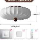 KCO Lighting Boho Large Drum Chandelier White Fabric Flush Mount Ceiling Light Japanese Silk Lantern Ceiling Light Farmhouse Hallway Light Fixtures Ceiling
