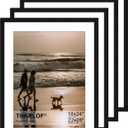 22x28 Picture Frame Set of 4, Wooden Poster Frames with 18x24 Mat for Wall Display,Black, 22x28 in