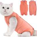 Avont Cat Recovery Suit - Kitten Onesie for Cats After Surgery, Cone of Shame Alternative Surgical Spay Suit for Female Cat, Post-Surgery or Skin Diseases Protection -Coral(L)