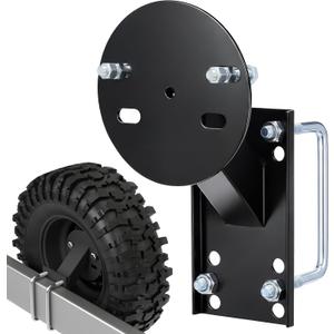 Outus Heavy Duty High Mount Spare Tire Carrier Black Iron Boat Trailer Spare Tire Mount for 4 5 6 Lugs Trailer Wheels on 4" 4.5'' 4.75'' 5'' and 5.5'' Bolt Patterns with U Bolts Lock Nuts Lug Nuts