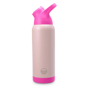 MAYIM 32 Oz Pioneer Insulated Sports Water Bottle with Straw, Leak Proof Stainless Steel Water Bottle with Handle, Spill Proof Thermos or Water Jug for Gym, Home or Office -Light Pink