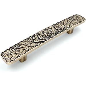 JETLAND Bridged Drawer Cabinet Pulls, 6-Pack Antique Brass 3" Hole Centers, Antique Peony Solid Cast, TG0115AB076