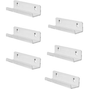 Sooyee 6 Pack 7 Inch Vinyl Shelf,Acrylic Invisible Kids Floating Bookshelf for Kids Room,Modern Picture Ledge Display Toy Storage Wall Shelf,Clear
