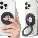 TORRAS 2025 Upgrade (Dual-Ring) Fit for MagSafe Phone Grip Ring Holder Compatible with MagSafe Kickstand Magnetic for iPhone 17/16/15/14/13/12/11 Samsung, Google Accessories, Black