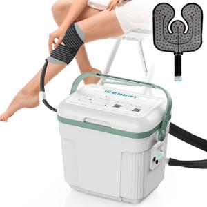 Cold Therapy Machine with Programmable Timer, Portable Ice Machine for Knee After Surgery, Knee Replacement Recovery System, Cryotherapy Pain Relief w/Compression Pad
