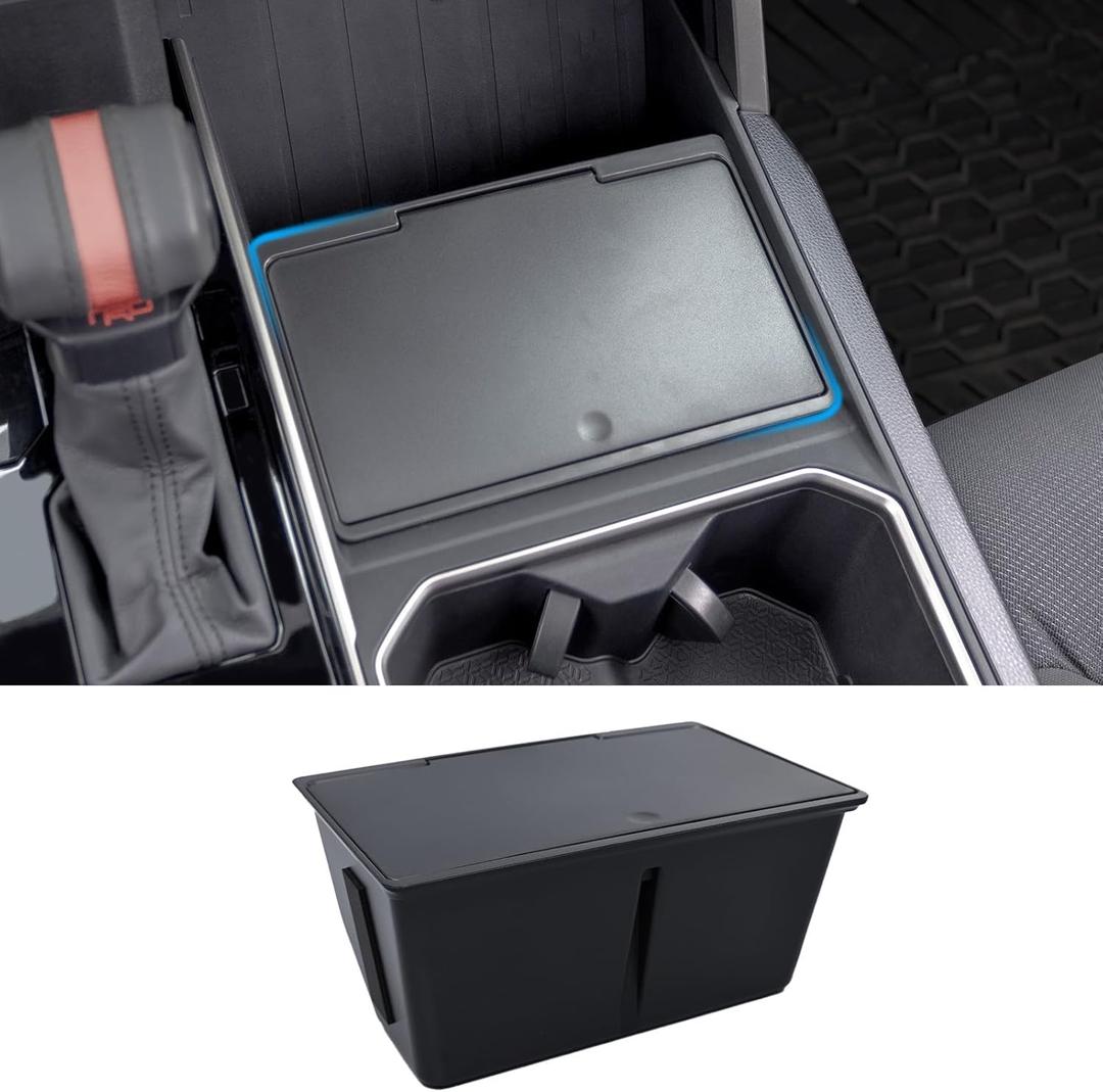 Center Console Hidden Organizer Compatible with 2022 2023 2024 2025 2026 Toyota Tundra and 2026 Toyota Sequoia Accessories OEM Secret Compartment Storage Box Press Open(Fit SR/SR5/Limited/TRD Pro)