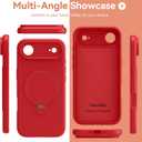 Compatible with iPhone Air Case with Stand, Full Camera Protection Slim Liquid Silicone Phone Cases for iPhone 17 Air Compatible with MagSafe Magnetic Ring Kickstand Case 6.5", Red