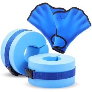 WinnerWhy Water Aerobics Set for Aquatic Exercise 1 Pair Swimming Glove 2 Pcs Foam Swim Aquatic Cuffs Water Weights Equipment Pool Resistance Fitness Equipment for Swimming Training Workouts