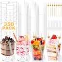 ZILAMGOO 350 Pcs Mini Clear Dessert Cups and Appetizer Plates Set  5 oz Plastic Parfait Cups, Disposable Spoons and Forks  Mini Dessert Cups for Party, Wedding, Tasting Events