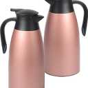 70 OZ Updated Thermal Coffee Carafe for keeping hot, 2 PCS Carafe for hot liquid, Insulated Stainless Steel Vacuum Thermal Pot for Coffee, Hot Water,Keep Hot 12 Hours (Pink+Pink)