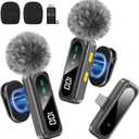 Wireless Microphone for iPhone, iPad, Android, Mini Microphones with LED Indicator & Noise Reduction, Magnetic Clip on Lavalier Microphone for Interview Video Recording Podcast YouTube Tiktok Vlogging