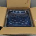 vicrays Ceramic Square Plates Set of 6 - Porcelain 8 inch Dinner Plates for Salad Dessert Appetizer Bread - Microwave Oven and Dishwasher Safe - Blue