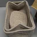 5-Pack Small Woven Rope Storage Baskets – 2 Sizes Organizer Bins for Closet, Shelf, Bookshelf, Nursery, Changing Table, Fabric Cube Boxes, Rectangular Shallow Bins for Bathroom, Toy & Home