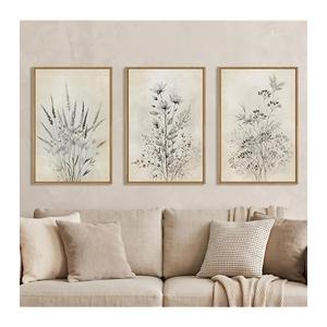 Neutral Boho Floral Botanical Framed Canvas Wall Art Set-24"x36"x3
Minimalist Flower Wall Decor,Nature Wildflower Art Prints,Modern Beige Plant Artwork for Living Room,Bedroom,Farmhouse,Office