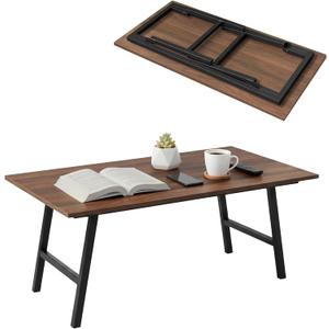 Folding Coffee Table, Portable Floor Table for Sitting on The Floor, Midcentury Modern Coffee Table, Foldable Floor Table for Living Room, 40''L x 20''W x 16.3''H, Walnut