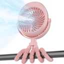Misting Baby Stroller Fan, 4000mAh Rechargeable Battery Operated, 270Pivoting, 15H Cooling,50ml Portable Water Sprayer Misting Fan with Flexible Tripod Clip on Car Seat Crib Treadmill Bunk Bed (Pink)