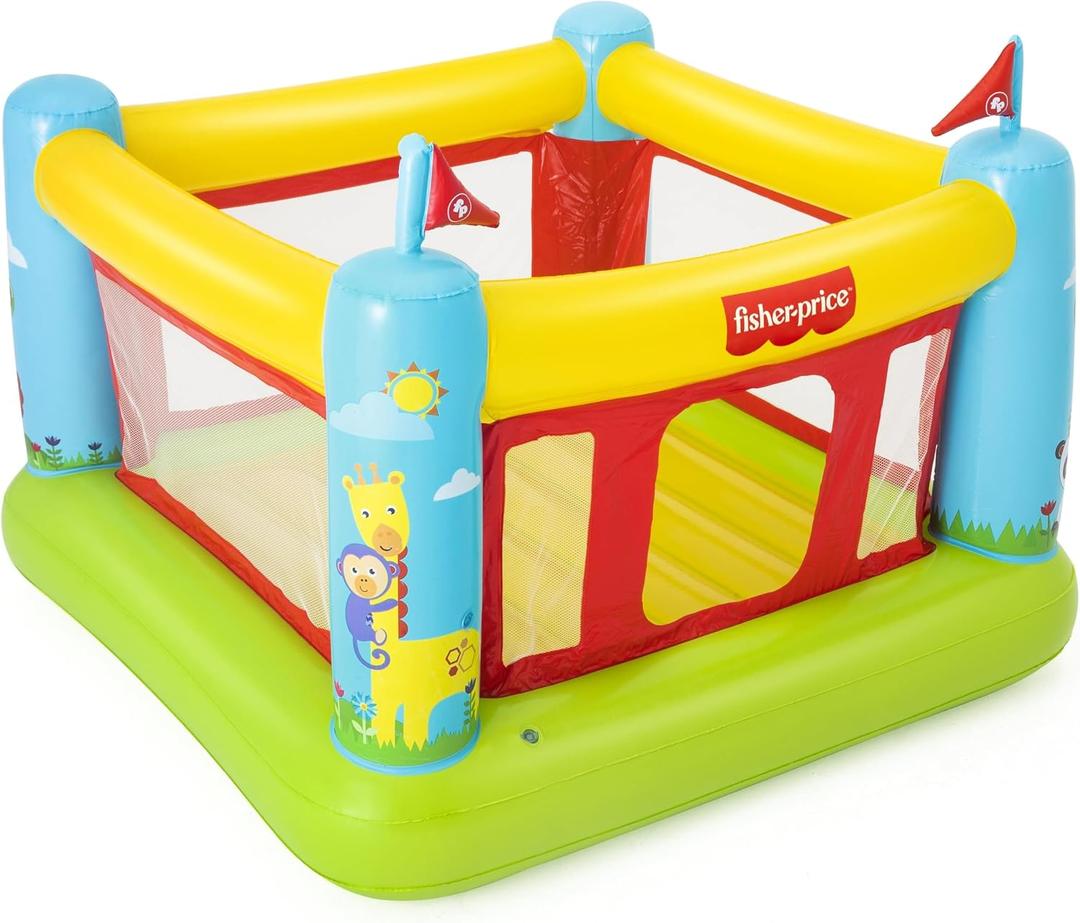 Fisher-Price Bouncetastic Inflatable Bouncer | Indoor and Outdoor Bounce House for Kids | Great for Ages 3+, 69 inches x 68 inches x 53 inches