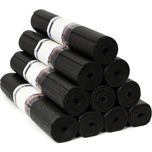 Sunshine Yoga Voyage Yoga Mat, 10 Pack, 72" x 24" Professional Studio and Gym Bulk Yoga Mats, 5mm Thick, Durable, Anti-Tear, Non Slip Fitness and Exercise Mats (Black)