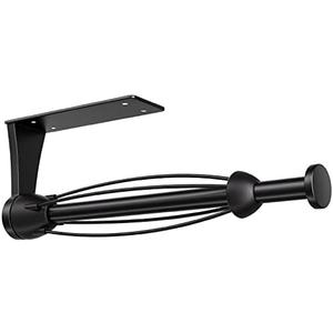 Paper Towel Holder Under Cabinet, Single Hand Operable Wall Mount with Damping Effect, Self-Adhesive or Drilled for Kitchen Bathroom, Black