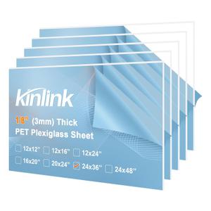 24x36 Plexiglass Sheets 1/8 inch Thick, 3mm Clear PET Plastic Sheet for DIY Project, Craft, Table top, Picture Frame, Acrylic Sign and Wedding Invitation 5 Pack