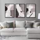 Large Framed Black and White Grey Abstract Wall Art for Living Room, 3 Piece Modern Canvas Prints Paintings Artwork for Walls, Minimalist Abstract Pictures for Hallway, Office Wall Decor 24x36 Inch, 24" W x 36" H x 3Pcs