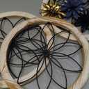 Paquesta 3 Piece Round Farmhouse Wall Decor with 6 Piece Interchangeable Flowers 12'' Medallion Wood & Metal Rustic Wall Art for Living Room Bedroom Kitchen Bathroom Dining Room Home Decorations (black wheel)