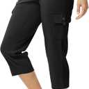 YSENTO Womens Cargo Capri Pants with Pockets Summer Bottoms Lightweight Quick Dry Hiking Athletic Joggers Black S