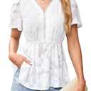 Falechay Womens Tops Summer Outfits For Women Casual Peplum Baby Doll Blouses Flowy Empire Top Bohemian Elegant Peasant Women's Shirt Chiffon Floral Smocked Fall Fashion 2025 Vacation Blouse White M (White, M)