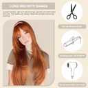 Long Layered Ginger Wig with Bangs for Women 26Inch,Realistic Scalp, Heat Resistant Synthetic Wig, Natural Looking Ginger Orange Wigs for Daily Wear & Part