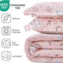 JSD Pink Unicorn Kids Comforter Set Twin Size, 2 Piece Girls Rainbow Microfiber Comforter with Pillow Sham, Lightweight All Season Washable
