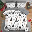 Christmas 7 Pcs Comforter Set Queen Size, Christmas Winter Bedding for Kids and Adults, Cute Tree Happy Bed Sheet Sets with Fitted Sheet 2 Pillowcases & 2 Shams for Bedroom Bed Decor