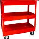 Torin APTC302B Steel Tool Service Push Cart with 3 Shelves and 200 lb Capacity, Red