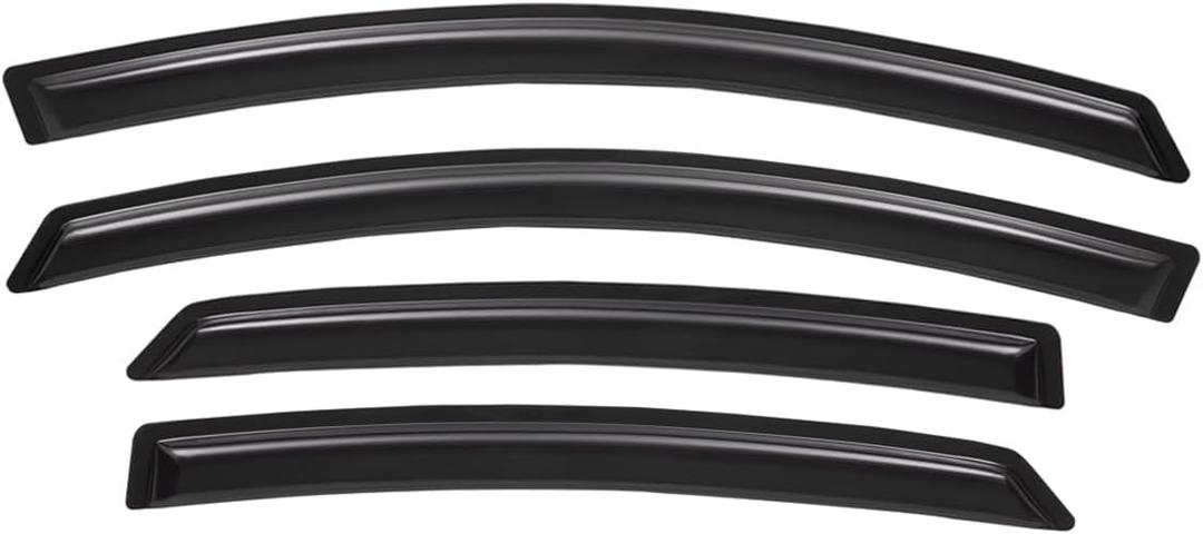 Lightronic Extra Durable Outside-Mount Auto Vent Window Visor, Fits 2013-2020 Ford Fusion, UV Protection Rain Guard, Original Wind Deflector, No-Drill Easy Install, Dark Smoke, 4-Pcs