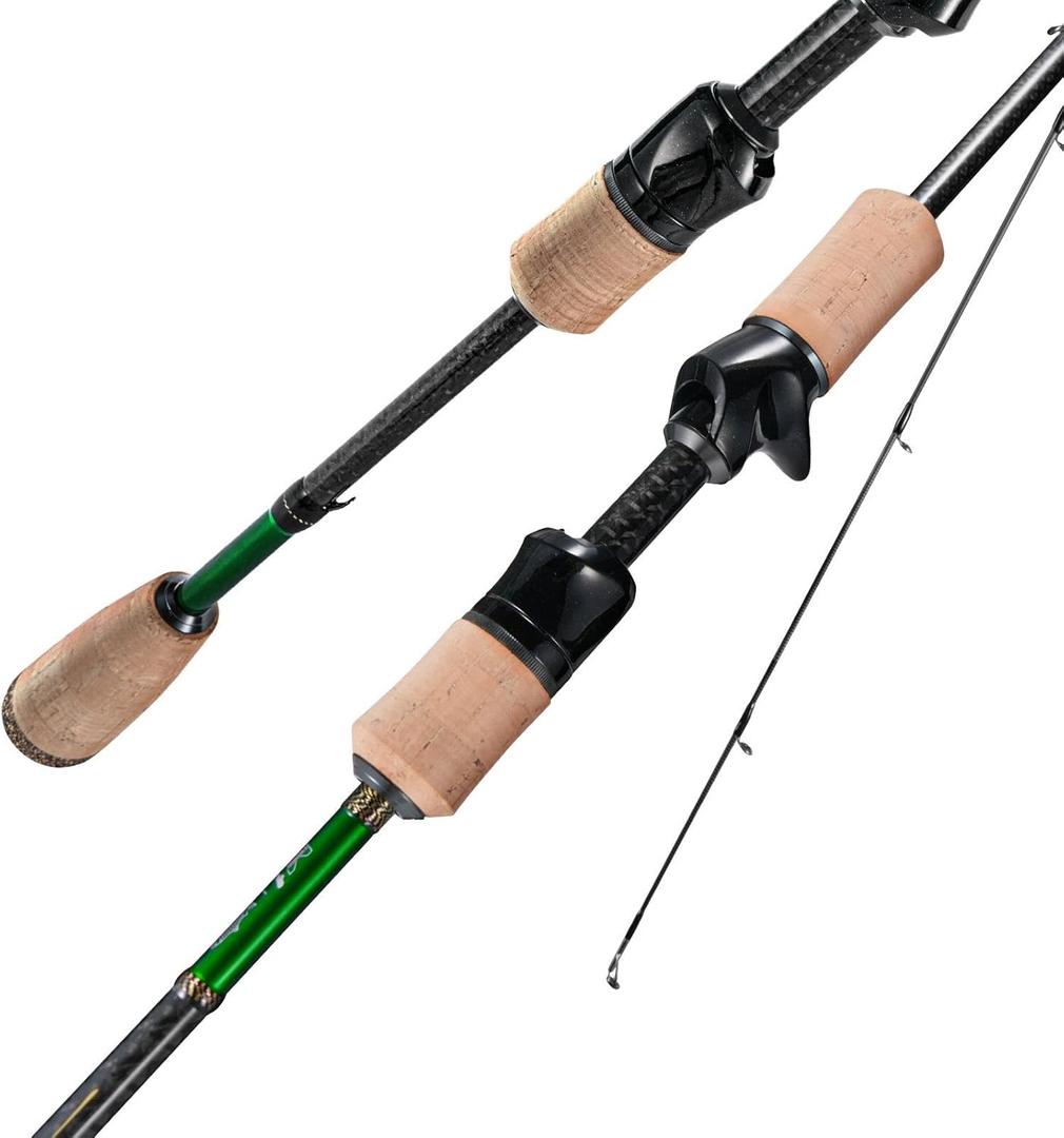 HANDING M1 BFS Rod Ultralight Fishing Rod 2-Piece Spinning & Baitcaster Rod with Seaguide RA Guides AA Cork Handle 30T Carbon Fiber for Trout Crappie Bluegill Yellow Perch Smallmouth Sunfish,  7' - Light - Fast