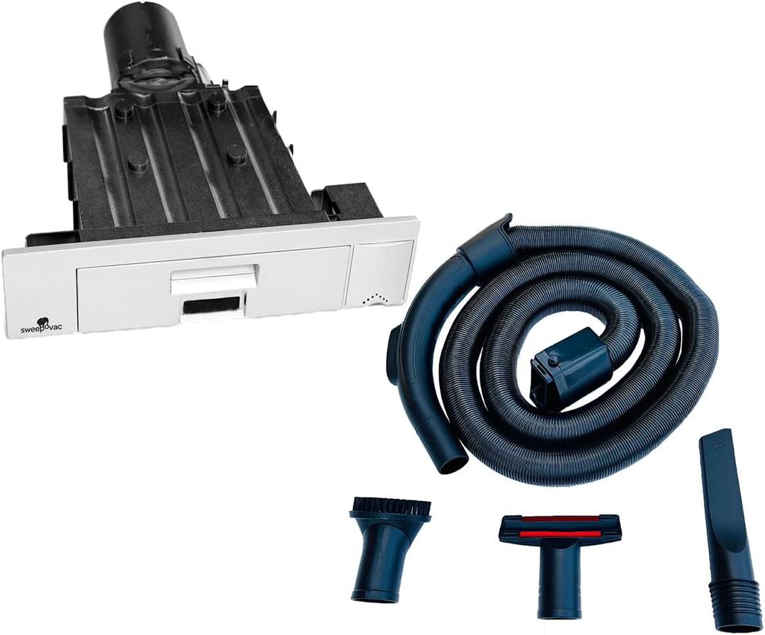 Built in Kitchen Vacuum Plus Hose and 2 attachments for Below Cabinets and Toe Kick Spaces