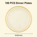 BESTSTAR 100PCS Clear Plastic Plates for Party, 10.25 Inch Disposable Plates with Gold Rim, Heavy Duty Dinner Plates for Wedding and Birthday