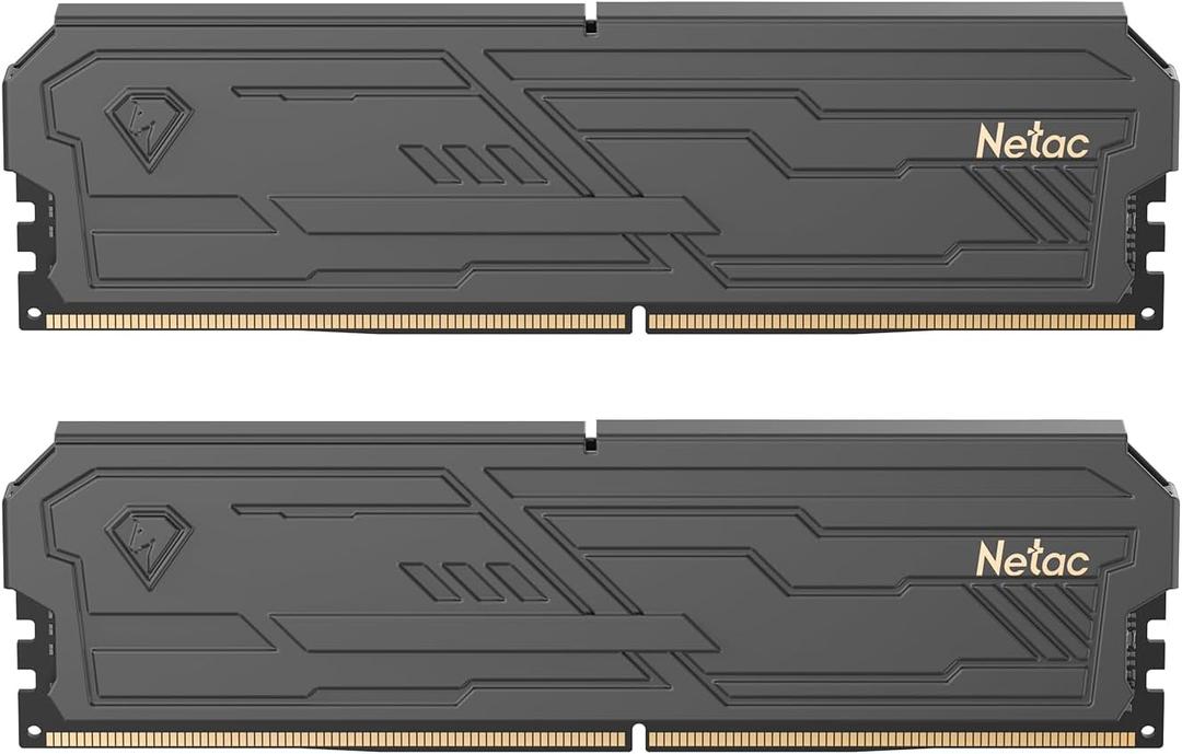 Netac DDR4 DRAM 32GB Kit (2x16GB) 3200MHz XMP 2.0 Dual Channel RAM CL16 (PC4-25600) 1.35V 288-Pin Upgraded Aluminum Heat Sink Ideal for Gaming Computer Upgrade - Shadow III Series Black