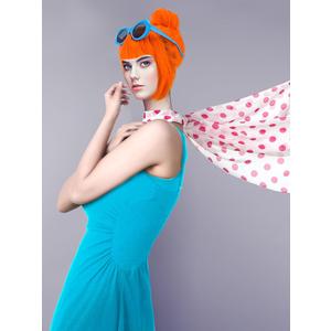 Zrycn 2 PCS Orange Wig,  Pink Polka Dot Scarf Set, Costume Accessories for Halloween Costume Women Cosplay Party