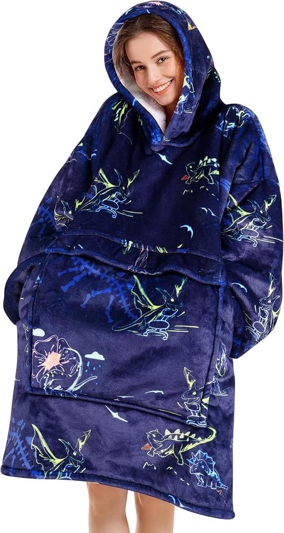 Narecte Cozy Oversized Blanket Hoodie Wearable Blanket Adults Soft Hooded Blanket Hoodie Birthday Gifts for Women Christmas ( 10 year)