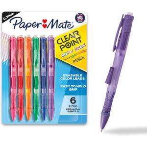 Paper Mate Clearpoint Mechanical Pencils 0.7 mm Lead Pencil Refillable Vibrant Colors Comfortable Grip 6 Pack