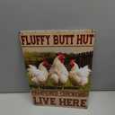 Chicken Decor Metal Signs Funny Chicken Coop Signs Rooster Decor Farmhouse Wall Art Sign Fluffy Butt Hut Pampered Chickens Live Here Tin Sign for Farm Kitchen Garden, Farm Style Gift, 12x8 Inc