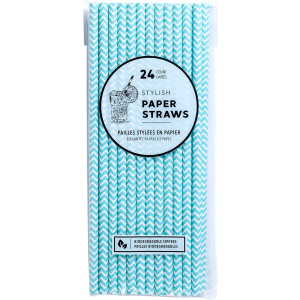 Jacent Stylish Biodegradable Paper Straws, 24 Count per Package 2-Pack Blue