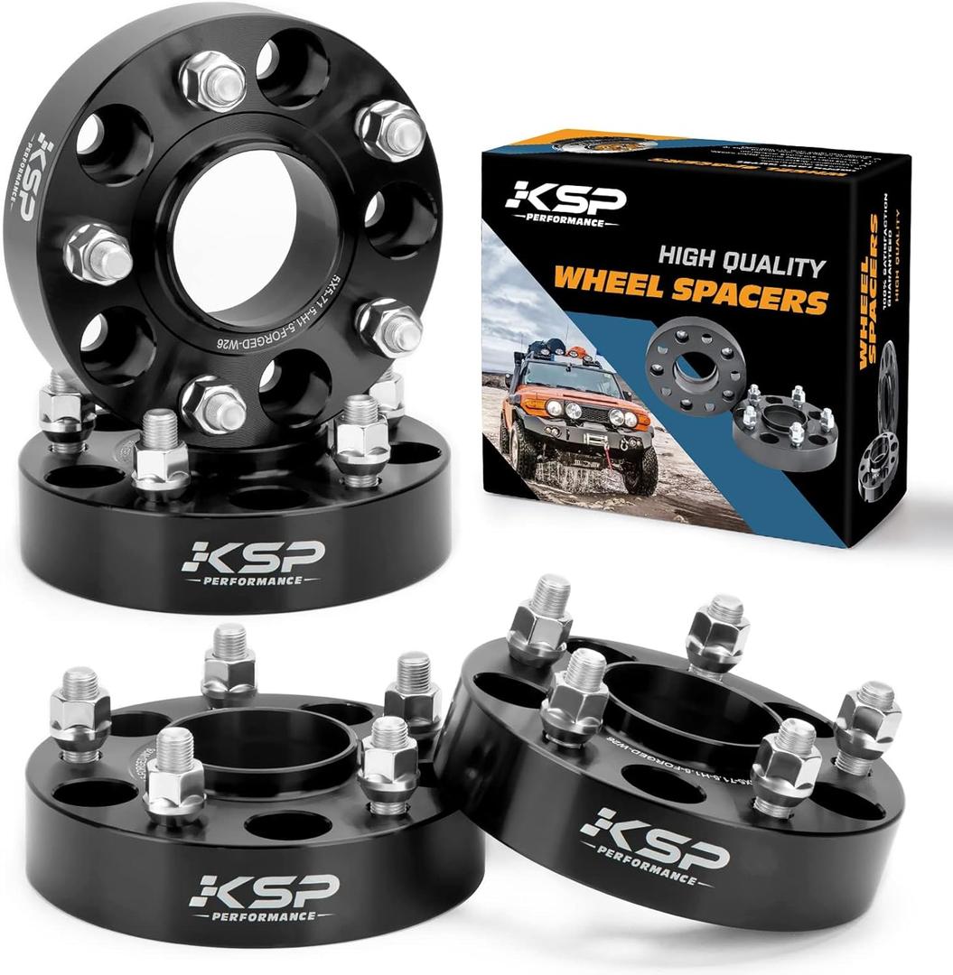KSP 5x5 Wheel Spacers for Grand Cherokee 1999-2010,Wrangler 2007-2018,1.5" Thick 5x127mm Wheel Spacer with 71.5mm Bore 1/2-20 Stud Compatible with J-e/ep Commander XK,38mm Tire Spacer for WJ WK JK JKU (black)