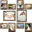 Picture Frame Set 10 pack, Farmhouse Photo Frames, Gallery Wall Frame Collage, with Two 8x10, Four 5x7, Four 4x6 Photo Frame set, in 3 Different Finishes Picture Frames For Wall or Desk,Rustic Brown