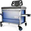 URBANTRANSIT The Beast Heavy Duty Shop Stool with Backrest - 500 Lb Capacity Rolling Stool for Garage with Tool Storage, Cupholder and 360 Degree Wheels - Ideal Workshop and Mechanic Seat