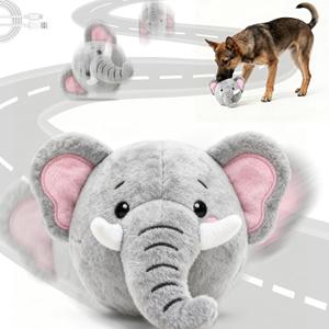 Interactive Dog Toys, Self Moving Dog Toy to Keep Them Busy, Electronic Vibrating Dogs Toy/Squeaky Bouncing Ball for Small Medium Large Dogs with Jumping Music Talking Silent Mode (Elephant)