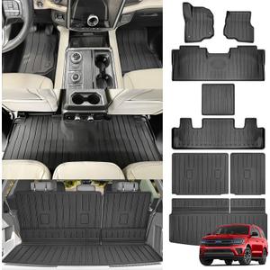 Cargo Mats & Floor Liner for 2018-2024 Ford Expedition 7 Seats(Not for Max or L Models), Rear Seat Back Floor Trunk Liners for 18-24 Expedition 2 Row Bucket Seat