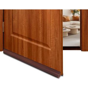 U-Shape Under Door Seal - 39.37" x 1.97" x 1.18" - PVC Slide-On Door Bottom Seal with Bottom Cotton and Buckle for 1.38"-2.17" Door Thickness (2 Pack, Brown)